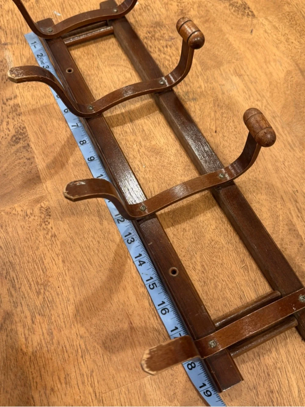 Vintage Bentwood 4 Hook Wall Mount Hat Coat Rack Thonet Style Dark Brown Wood